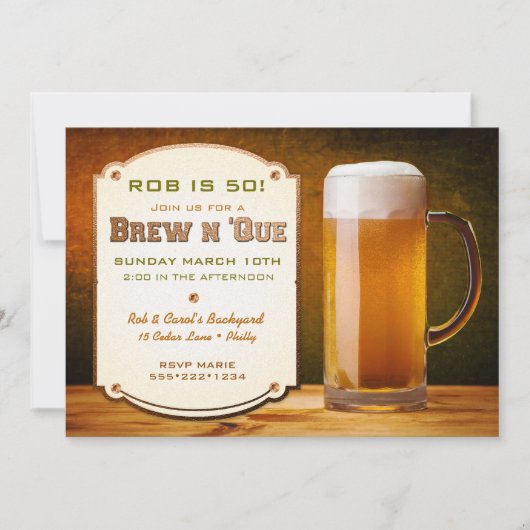 Bierlederen klinknagels Brew N 'Que Kaart (Voorkant)