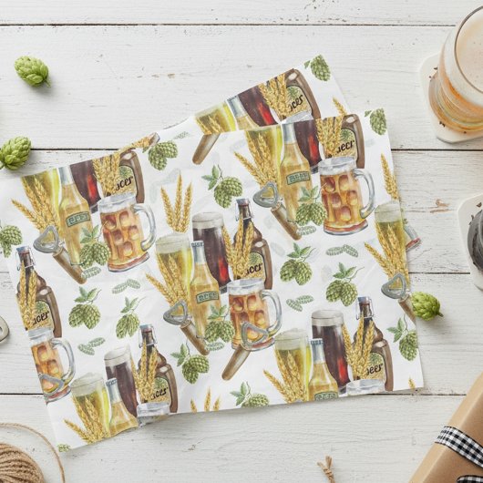 Bierliefhebber Aquarelpatroon Tissuepapier