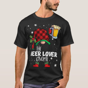 Bierliefhebber Gnome Red Buffalo Plaid Matching Fa T-shirt