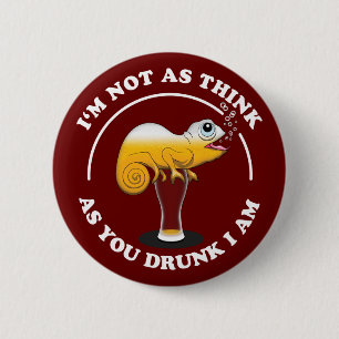 Bierliefhebber Kameleon En Grappige Drankquote Ronde Button 5,7 Cm