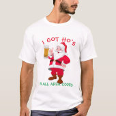 Bierliefhebber Kerstman, Grappig Bier Kerstmeme T-shirt (Voorkant)