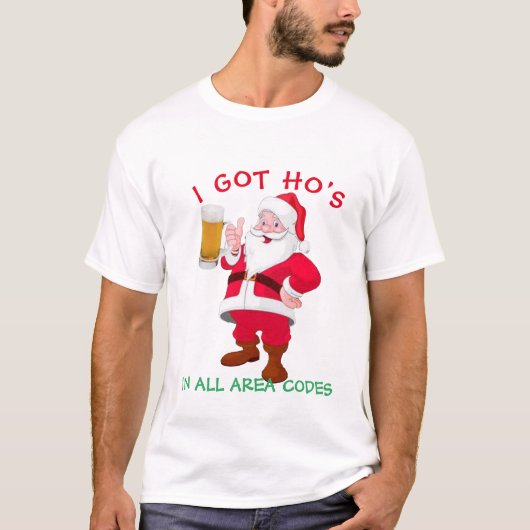 Bierliefhebber Kerstman, Grappig Bier Kerstmeme T-shirt (Voorkant)
