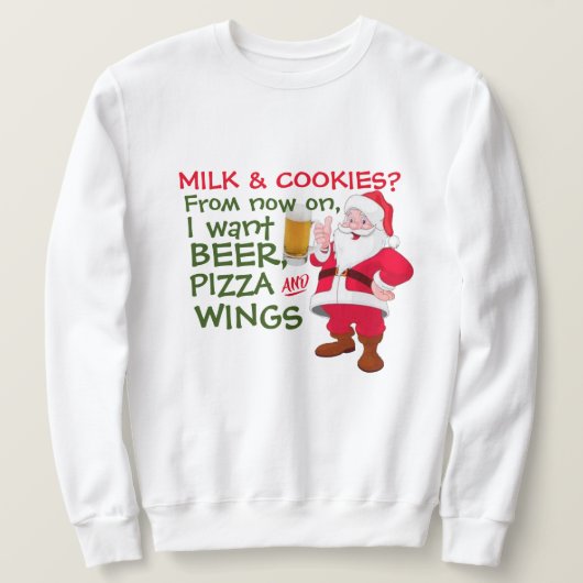 Bierliefhebber Santa Pizza & Vleugels: Grappige Ke Trui (Design voorkant)
