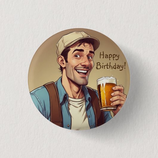 Bierliefhebber Verjaardag Button (Voorkant)