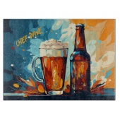 Bierliefhebbers Bier en Mok Waterverf Snijplank (Voorkant)