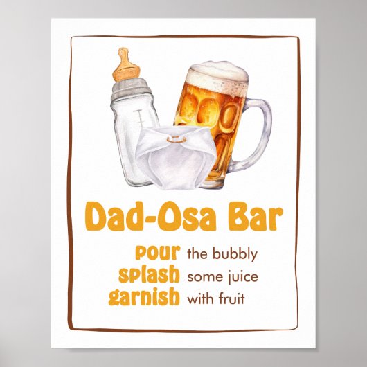 Bierluier Party Baby shower Dad-Osa Bar Poster (Voorkant)