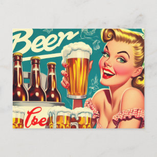 Biermeisje Illustratie Briefkaart