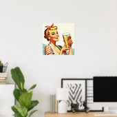  Biermeisje Illustratie Poster (Thuiskantoor)