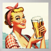  Biermeisje Illustratie Poster (Voorkant)