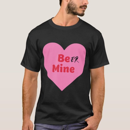 Biermijn Funny be My Valentijn Snoep Vriendin L T-shirt (Voorkant)