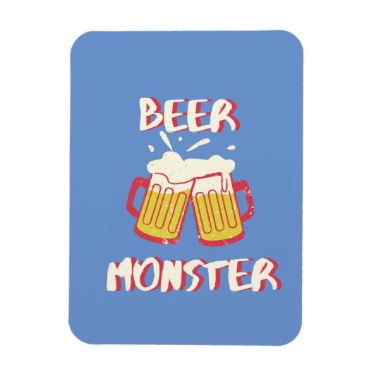 Biermonster magneet met blauwe achtergrond (Verticaal)