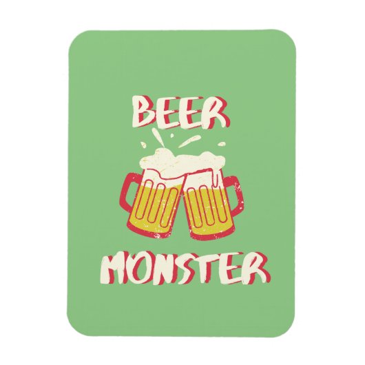 Biermonster magneet met groene achtergrond (Verticaal)