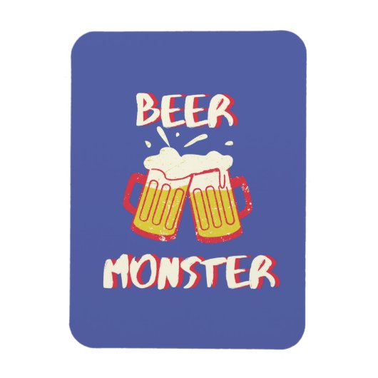 Biermonster magneet met paarse achtergrond (Verticaal)
