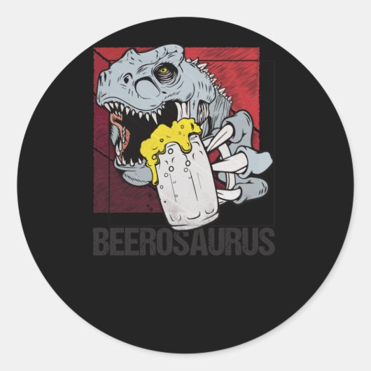 Bierosaurus Bierosaurier Bier Alcohol - Bier Ronde Sticker (Voorkant)