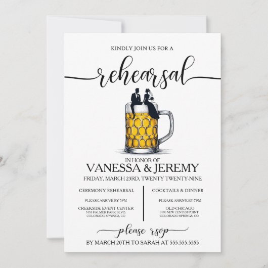 Bierpaar repetitie diner uitnodiging (Voorkant)