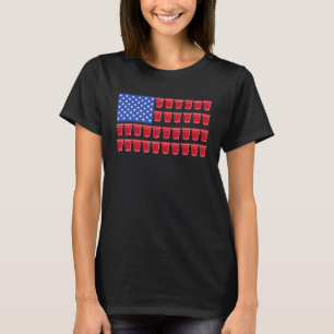 Bierpong Drink Amerikaanse vlag Red Solo Cups T-shirt