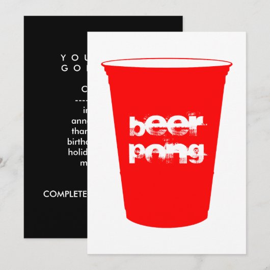 bierpong : rode feestkop kaart (Voorkant / Achterkant)