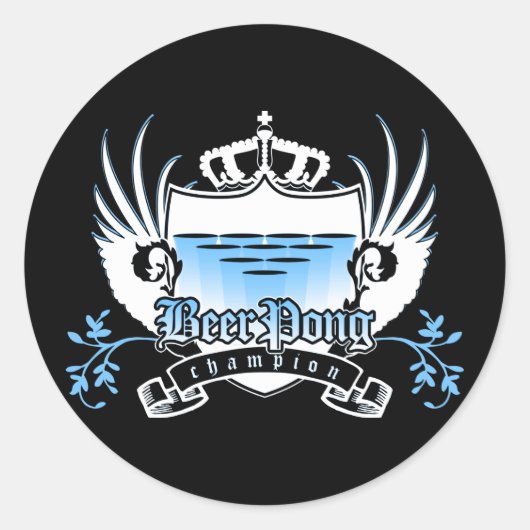 bierpongkampioen royal crest ronde sticker (Voorkant)