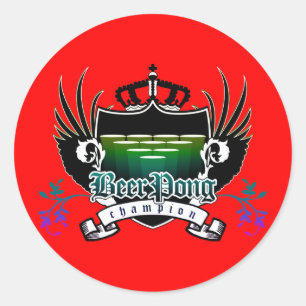 bierpongkampioen royal crest ronde sticker