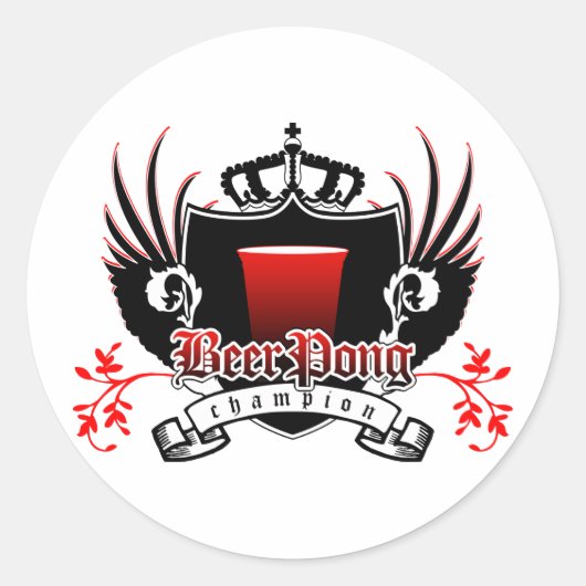 bierpongkampioen royal crest ronde sticker (Voorkant)