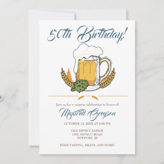 Bierproeverij 50e verjaardag uitnodigingen (Voorkant)