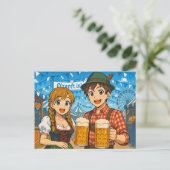 Bierproeverij tijdens het Oktoberfest in München,  Briefkaart (Staand voorkant)