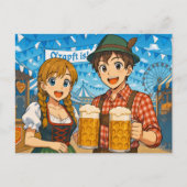 Bierproeverij tijdens het Oktoberfest in München,  Briefkaart (Voorkant)