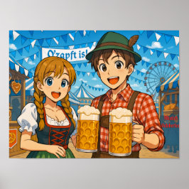 Bierproeverij tijdens het Oktoberfest in München Poster