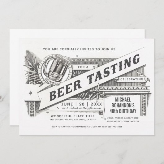 Bierproeverij uitnodigingen | Supreme Vintage (Voorkant / Achterkant)