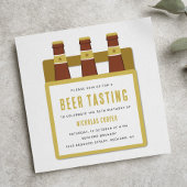 Bierproeverij verjaardagsfeestje uitnodiging geel