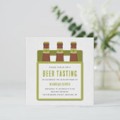 Bierproeverij verjaardagsfeestje uitnodiging groen (Staand voorkant)