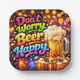 Bierpul Met Neon Regenboog Citaat Papieren Bordje