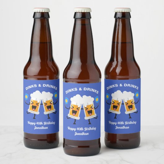 Bierpullen spelen Pickleball, Grappige Pickleball Bier Etiket (Flessen)