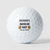Bierpullen voor vrijgezellenfeest met naam en datu golfballen (Voorkant)