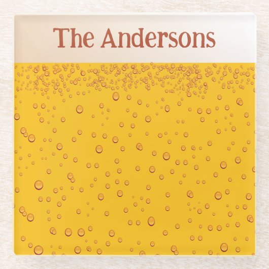 Bierschuim en Bubbels Custom Name Glazen Onderzetter (Voorkant)