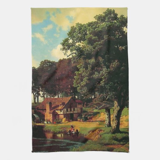 Bierstadt Albert, Een Landelijke Molen Theedoek (Verticaal)