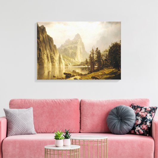 Bierstadt Albert Merced, de Yosemite-vallei Canvas Afdruk (Insitu (Woonkamer))