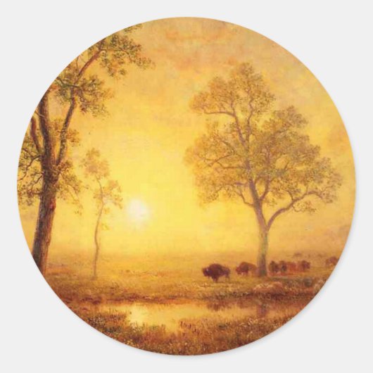 Bierstadt Albert Sunset op de berg Ronde Sticker (Voorkant)