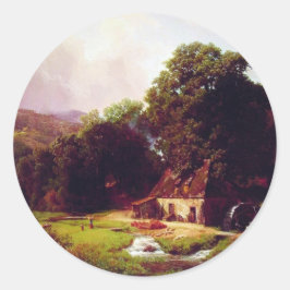Bierstadt Albert The Old Mill Ronde Sticker