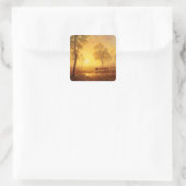 Bierstadt Albert Zonsondergang op de berg Vierkante Sticker (Tas)