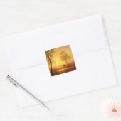 Bierstadt Albert Zonsondergang op de berg Vierkante Sticker (Envelop)