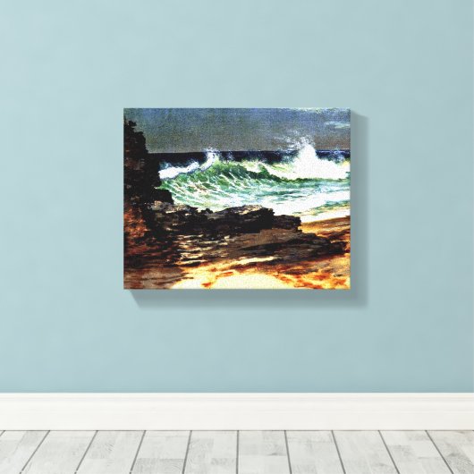 Bierstadt - Beach te Nassau Canvas Afdruk (Insitu (Houten vloer))