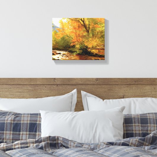 Bierstadt - Beek in het bos, landschap Canvas Afdruk (Insitu (Slaapkamer))