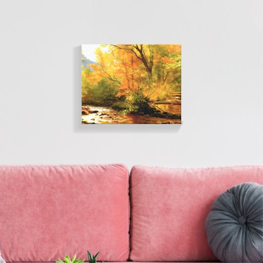Bierstadt - Beek in het bos, landschap Canvas Afdruk (Insitu (Woonkamer))