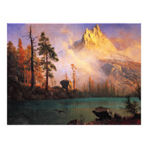 Bierstadt - Bergmeer, schilderij met fijne kunst Foto Afdruk