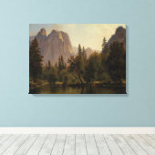 Bierstadt Cathedral Rocks Yosemite Painting Canvas Afdruk (Insitu (Houten vloer))