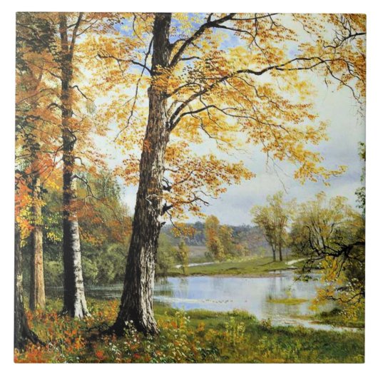 Bierstadt - een stil meer, tegeltje (Voorkant)