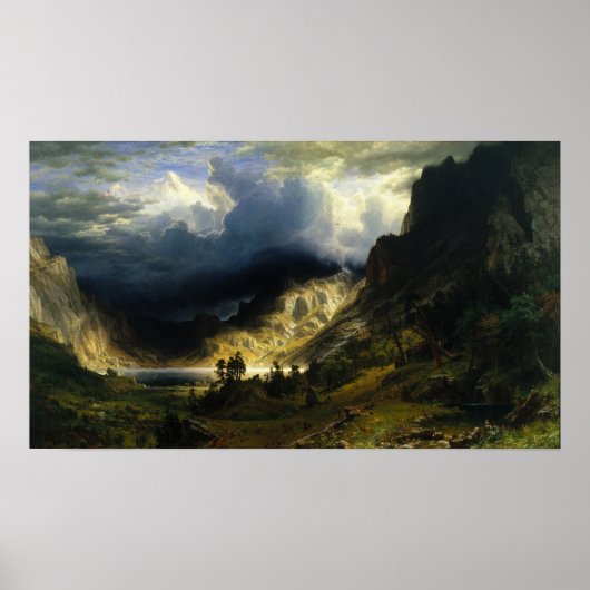 Bierstadt - een Storm in het Rocky-gebergte Poster (Voorkant)