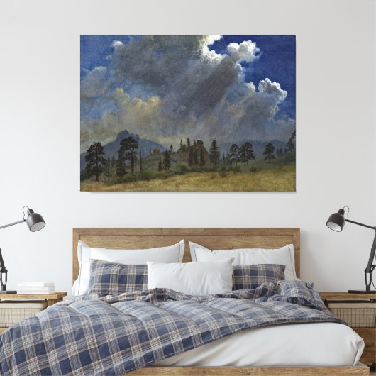 Bierstadt Fir Trees Storm Clouds Painting Canvas Afdruk (Insitu (Slaapkamer))