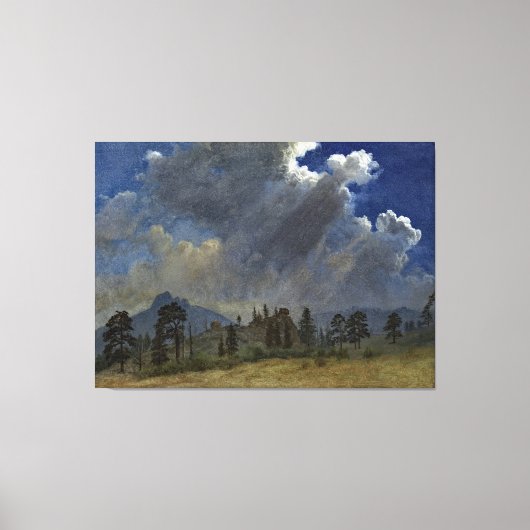 Bierstadt Fir Trees Storm Clouds Painting Canvas Afdruk (Voorkant)